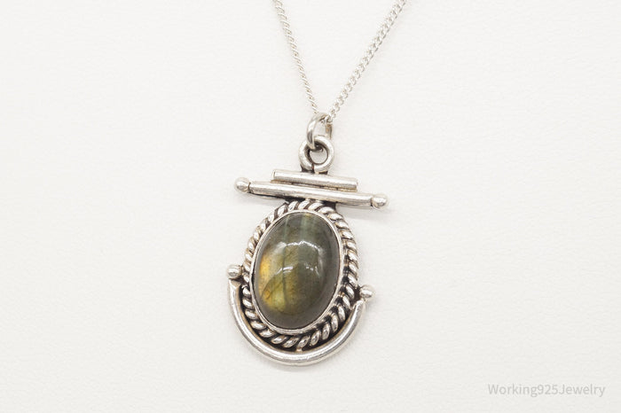 Vintage Labradorite Sterling Silver Necklace