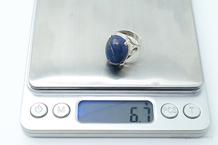 Vintage Lapis Lazuli Sterling Silver Ring - Size 7.25