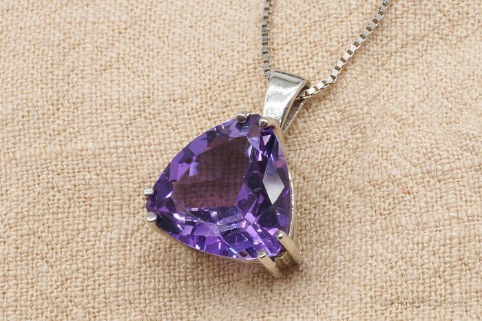 Vintage Large Amethyst Sterling Silver Chain Necklace 24"