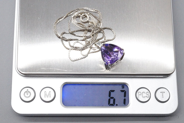 Vintage Large Amethyst Sterling Silver Chain Necklace 24"