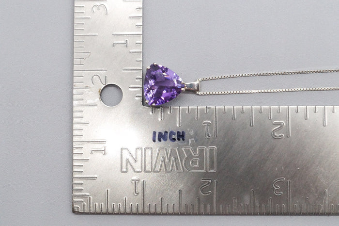 Vintage Large Amethyst Sterling Silver Chain Necklace 24"