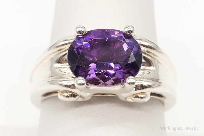 Vintage Large Amethyst Sterling Silver Ring - Size 9