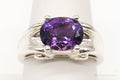 Vintage Large Amethyst Sterling Silver Ring - Size 9