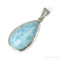 Vintage Large Blue Larimar Sterling Silver Necklace Pendant