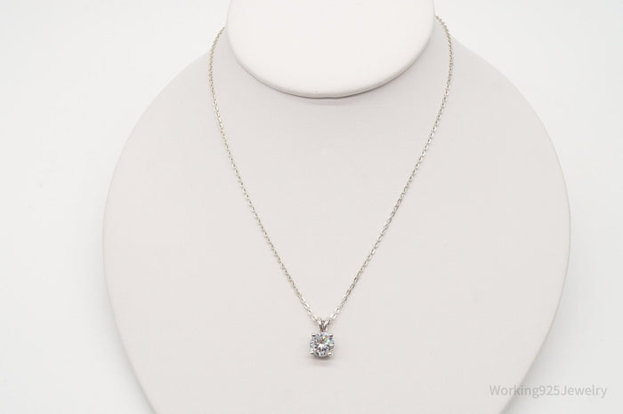Vintage Large Cubic Zirconia DQCZ Sterling Silver Necklace