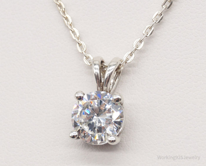 Vintage Large Cubic Zirconia DQCZ Sterling Silver Necklace