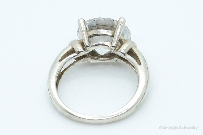 Vintage Large Cubic Zirconia Sterling Silver Ring - Size 5.25