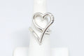 Vintage Large Heart Designer White Sapphire Sterling Silver Ring Sz 6.25