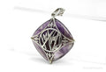 Vintage Large Purple Amethyst Sterling Silver Necklace Pendant 1 13/16"