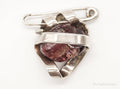 Vintage Large Purple Gem Modernist Sterling Silver Brooch Pin