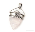 Vintage Large Rose Quartz White Moonstone Sterling Silver Pendant