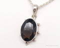 Vintage Large Smoky Topaz Sterling Silver Necklace 16"