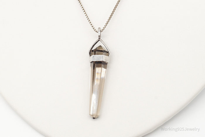 Vintage Large Smoky Topaz Sterling Silver Necklace