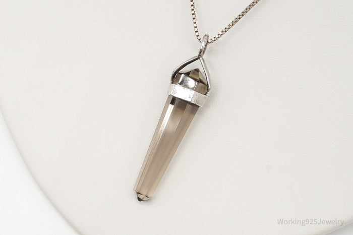 Vintage Large Smoky Topaz Sterling Silver Necklace