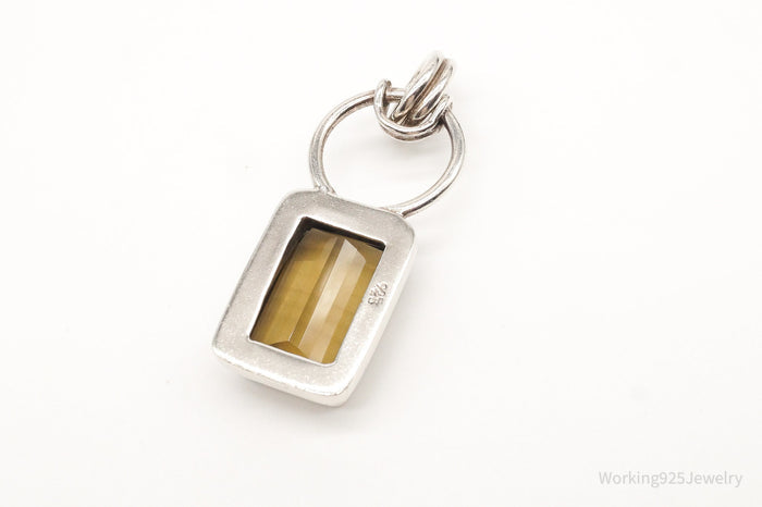 Vintage Large Smoky Topaz Sterling Silver Pendant