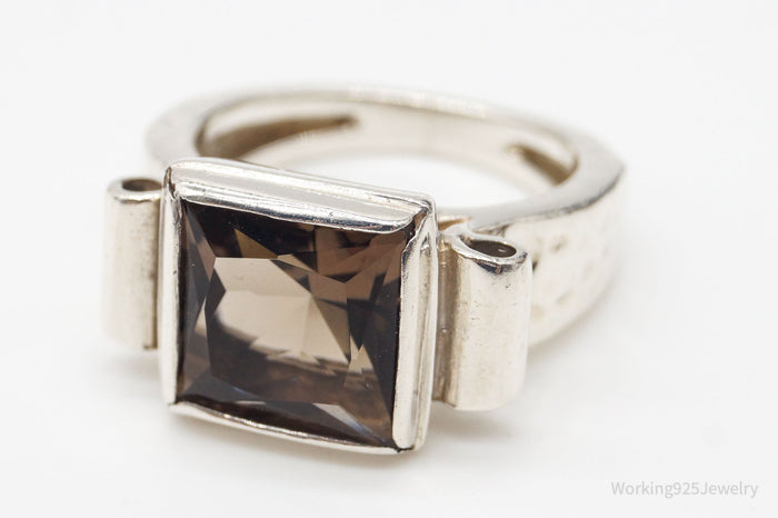 Vintage Large Smoky Topaz Sterling Silver Ring - Size 5.75