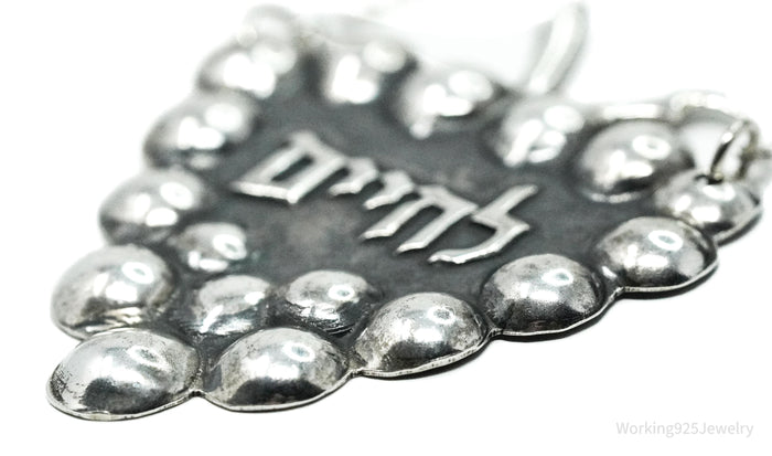 Vintage L'Chaim "To Life" Sterling Silver Wine Decanter Liquor Bottle Tag Label