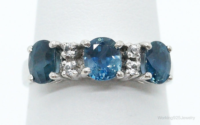 Vintage London Blue Topaz Cubic Zirconia Sterling Silver Ring - Size 5