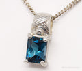 Vintage London Blue Topaz Sterling Silver Necklace 18"