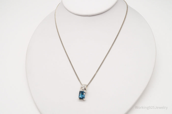 Vintage London Blue Topaz Sterling Silver Necklace 18"