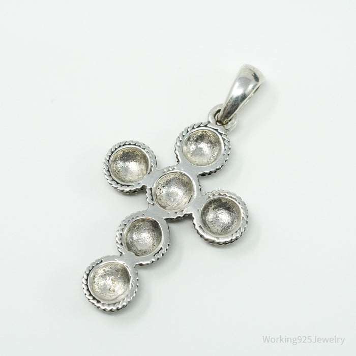 Vintage Marcasite Cross Sterling Silver Necklace Pendant