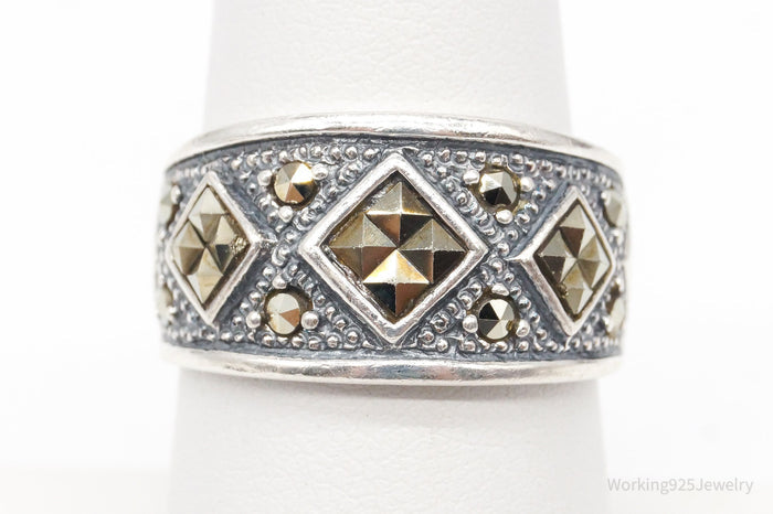 Vintage Marcasite Sterling Silver Band Ring - Size 7.25