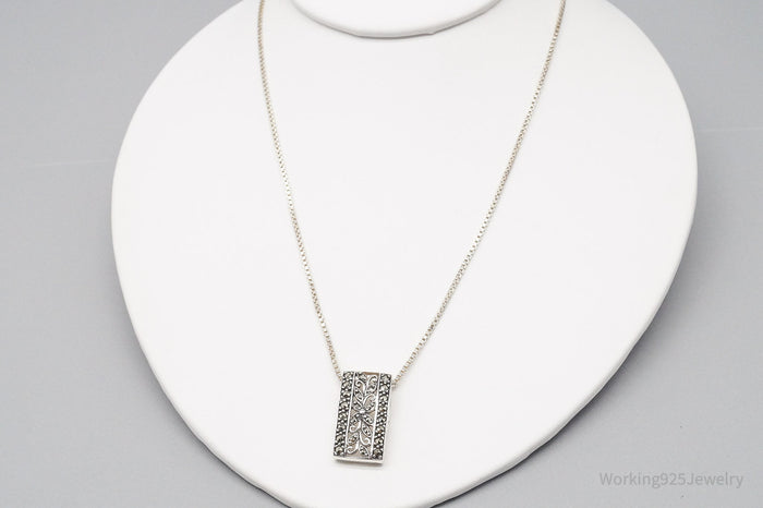 Vintage Marcasite Sterling Silver Necklace 24"