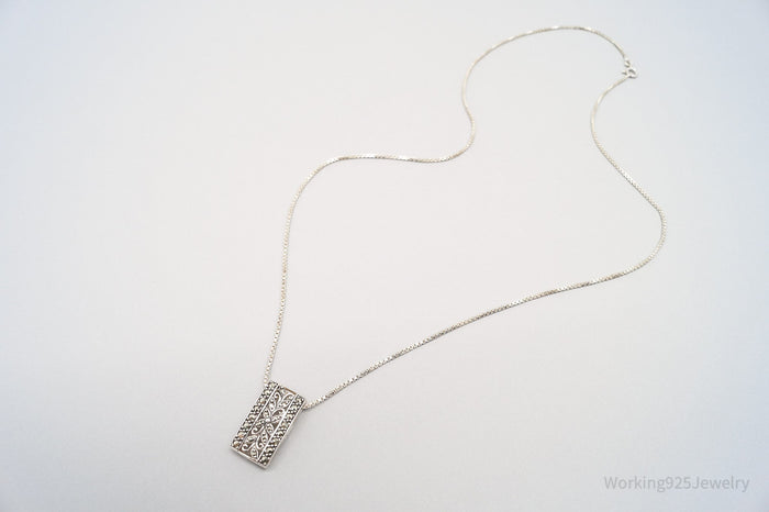 Vintage Marcasite Sterling Silver Necklace 24"
