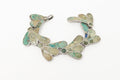 Vintage Mex Green Turquoise Southwestern Handmade Sterling Silver Panel Bracelet