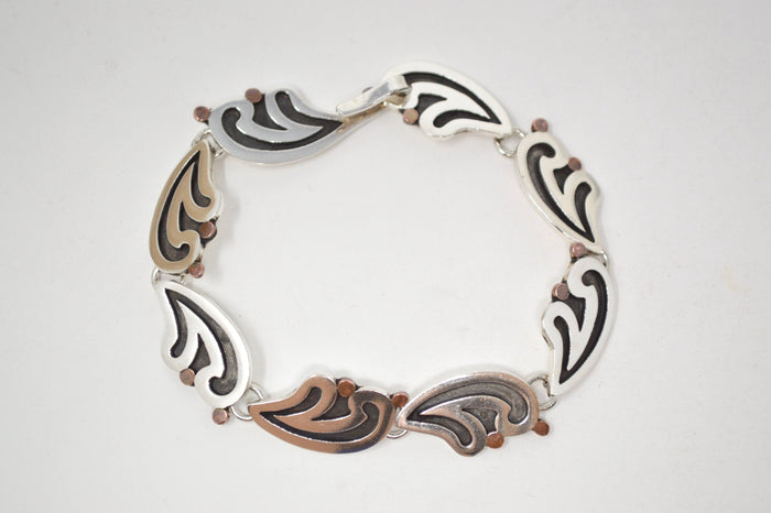 Vintage Mexico Designer Maria Belen Copper & Sterling Bracelet - Mexican Artisan