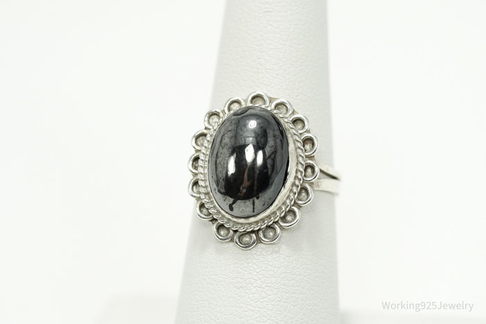 Vintage Mexico Hematite Sterling Silver Ring - Size 6.5