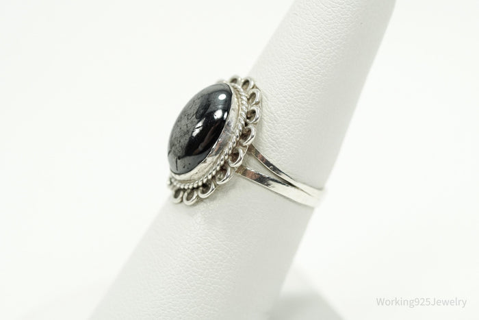 Vintage Mexico Hematite Sterling Silver Ring - Size 6.5
