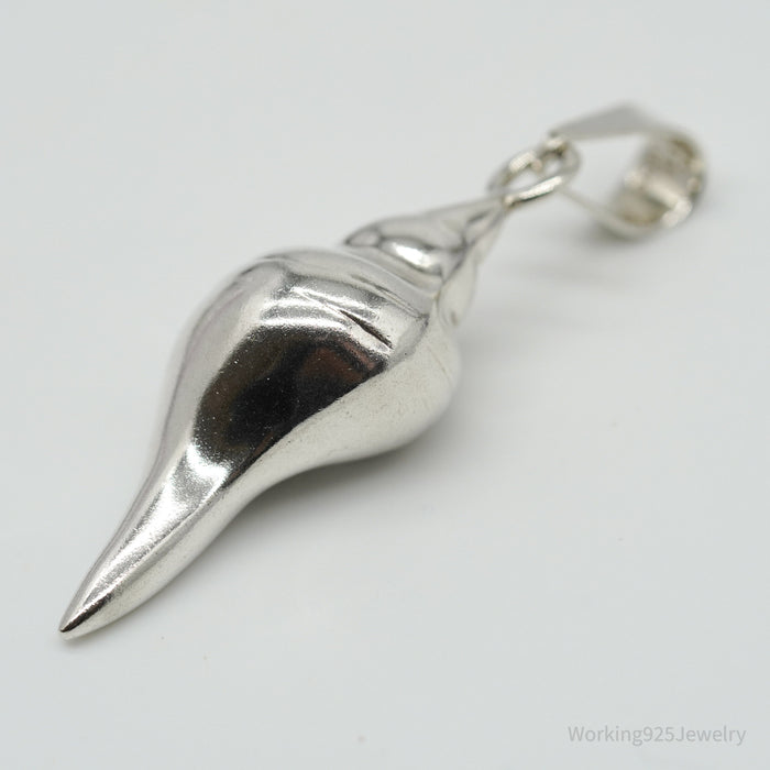 Vintage Mexico Large Sterling Silver Sea Shell Pendant 2 3/8"