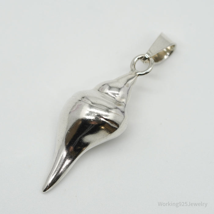 Vintage Mexico Large Sterling Silver Sea Shell Pendant 2 3/8"