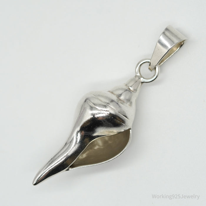 Vintage Mexico Large Sterling Silver Sea Shell Pendant 2 3/8"