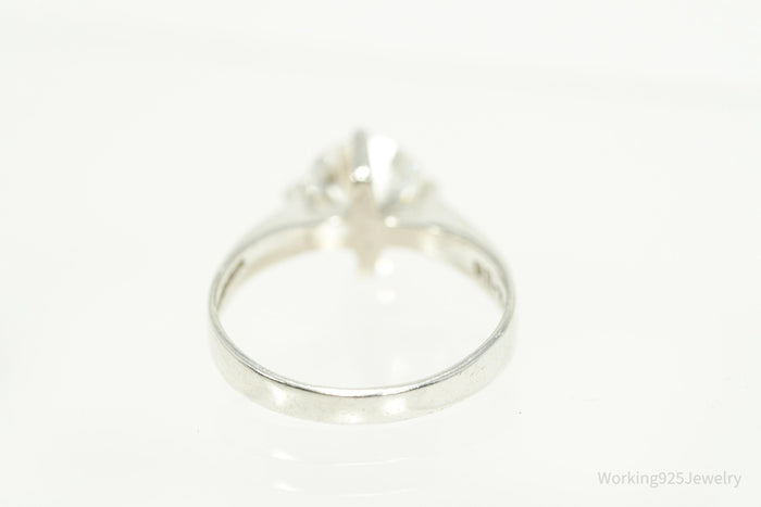 Vintage Mexico Modernist Cubic Zirconia Sterling Silver Ring - Size 7.75