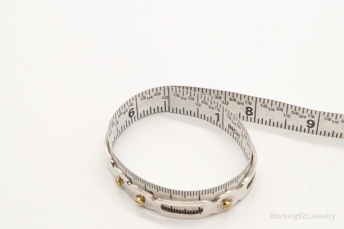 Vintage Mexico Modernist Style Brass Sterling Silver Cuff Bracelet