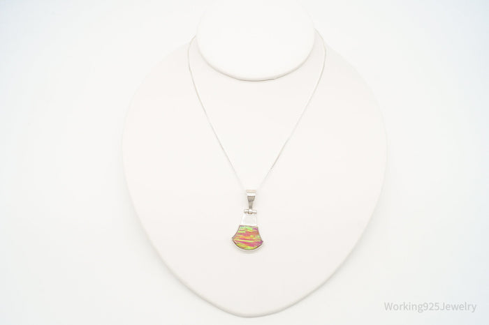 Vintage Mexico Opal 950 Silver Southwestern Necklace