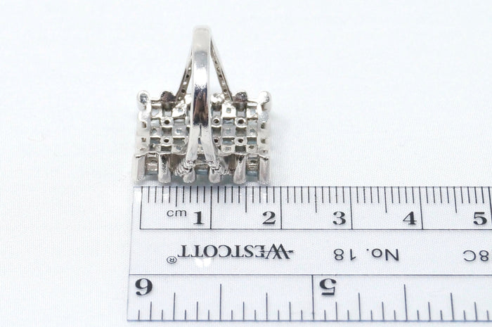 Vintage Mid Century Style Blue Topaz CZ Statement Ring Sterling Silver Size 5.75