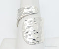 Vintage Modernist Hammered Style Sterling Silver Wrap Ring SZ 10 Adjustable
