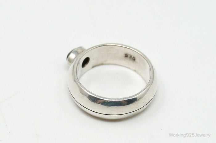 Vintage Modernist Labradorite Sterling Silver Ring - Size 7.75