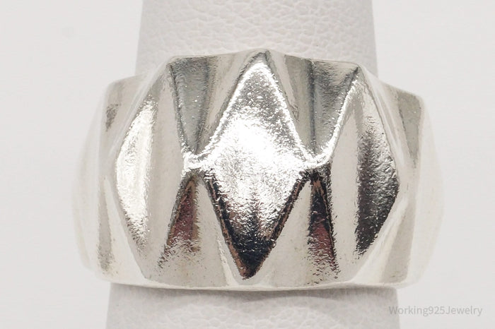 Vintage Modernist Puffy Style Sterling Silver Ring - Size 5