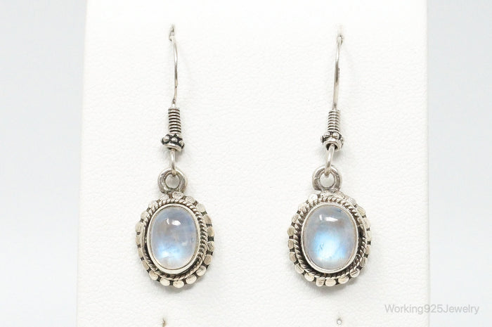Vintage Moonstone Bali Style Sterling Silver Earrings