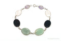 Vintage Moonstone Onyx Jade Sterling Silver Gemstone Bracelet