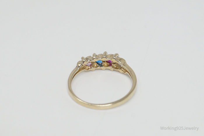 Vintage Multi Gem Gold Vermeil Sterling Silver Ring - Sz 5.75
