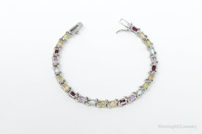 Vintage Multi Gem Sterling Silver Bracelet