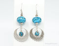 Vintage Murano Glass Enamel Beads Sterling Silver Earrings
