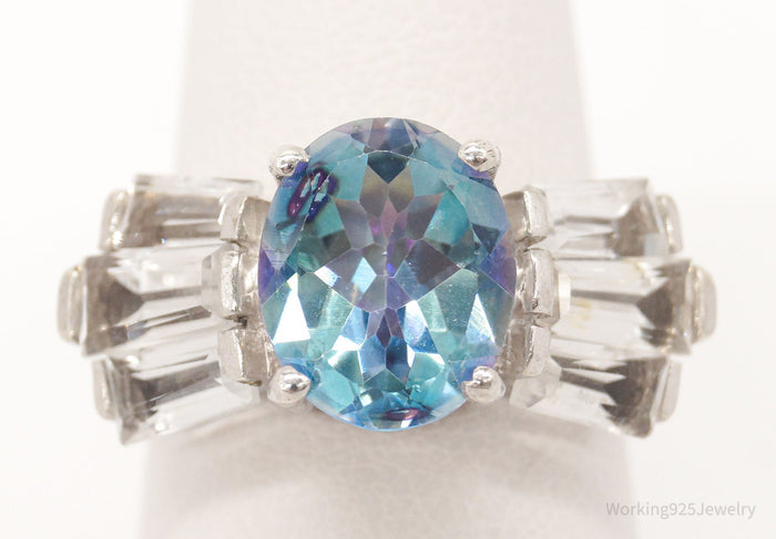 Vintage Mystic Topaz Cubic Zirconia Sterling Silver Ring - Size 7.25