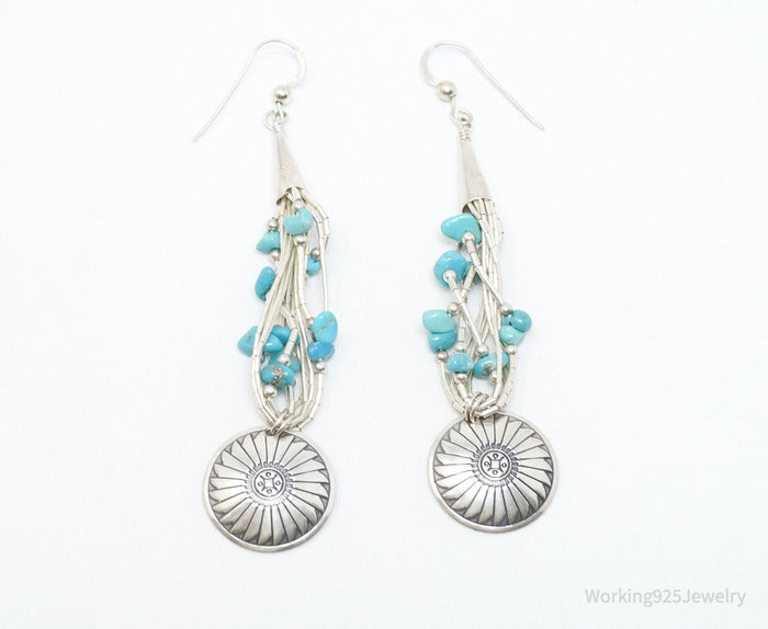 Vintage Native American CJC Turquoise Sterling Silver Earrings