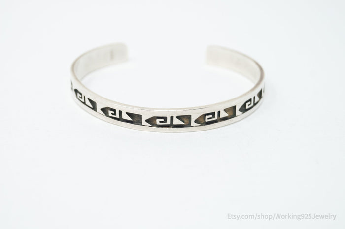 Vintage Native American Clement Honie Stamped Sterling Silver Cuff Bracelet